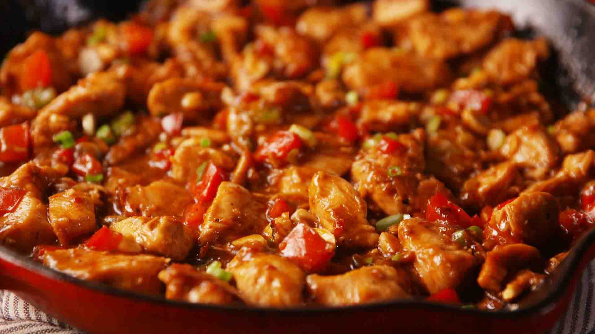 Kung Pao chicken (Chinese: å®«ä¿é¸¡ä¸), also transcribed as Gong Bao or Kung Po, is a spicy, stir-fried Chinese dish made with chicken, ...